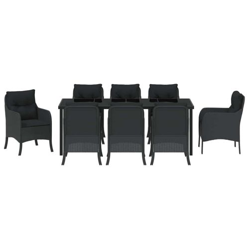 Комплект за хранене в градината 9 pcs Черно полиратан