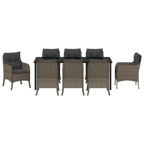 Комплект за хранене в градината 9 pcs Сив полиратан