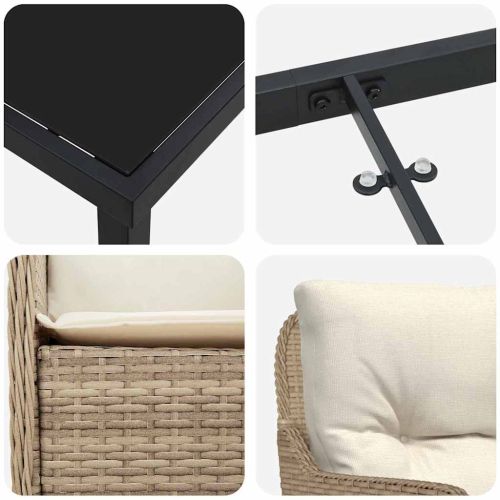 Комплект за хранене в градината 9 pcs Бежово полиратан