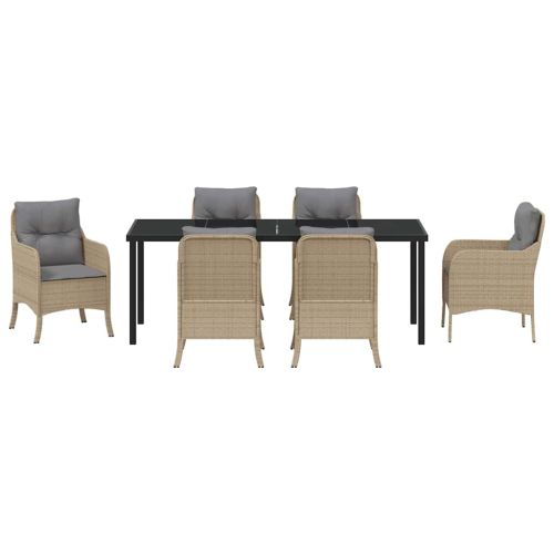 Комплект за хранене в градината 7 pcs Бежово полиратан