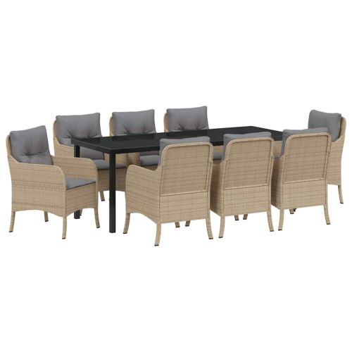 Комплект за хранене в градината 9 pcs Бежово полиратан