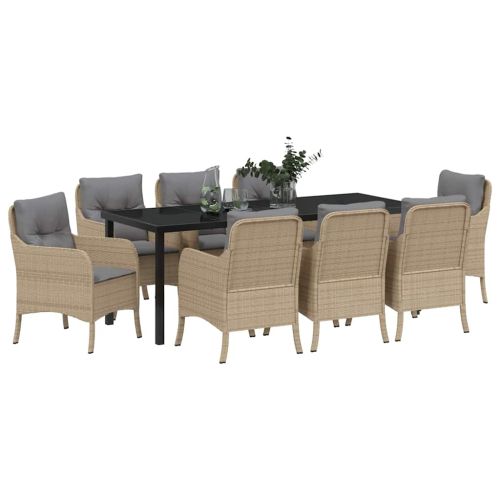 Комплект за хранене в градината 9 pcs Бежово полиратан