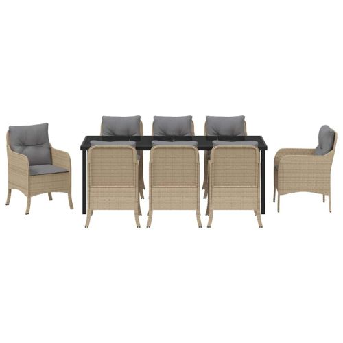 Комплект за хранене в градината 9 pcs Бежово полиратан