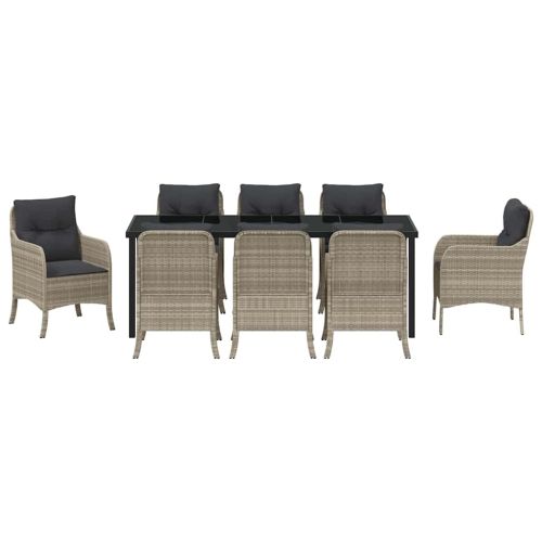 Комплект за хранене в градината 9 pcs Светлосиво полиратан