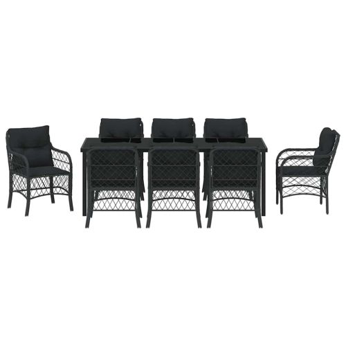 Комплект за хранене в градината 9 pcs Черно полиратан