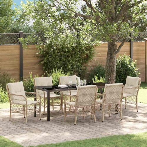 Комплект за хранене в градината 7 pcs Бежово полиратан