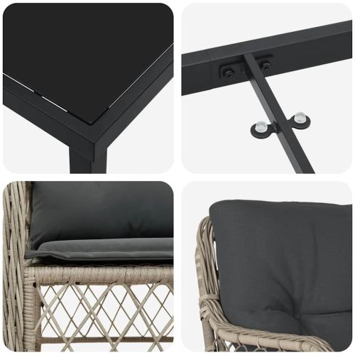 Комплект за хранене в градината 9 pcs Светлосиво полиратан