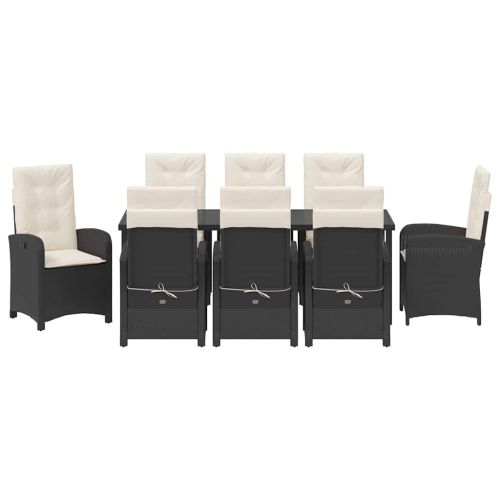 Комплект за хранене в градината 9 pcs Черно полиратан