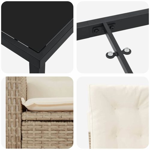 Комплект за хранене в градината 9 pcs Бежово полиратан