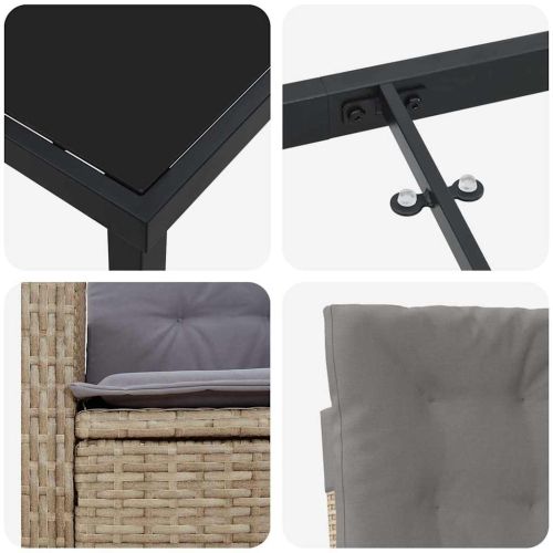 Комплект за хранене в градината 7 pcs Бежово полиратан