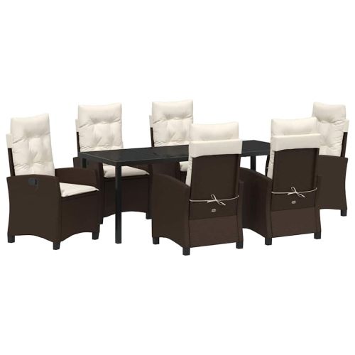 Комплект за хранене в градината 7 pcs Кафяво полиратан