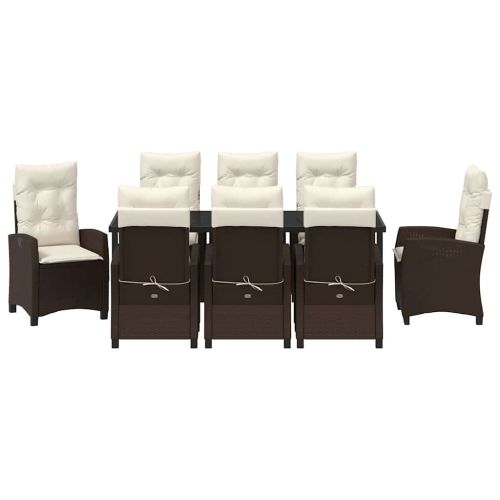 Комплект за хранене в градината 9 pcs Кафяво полиратан