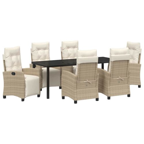 Комплект за хранене в градината 7 pcs Бежово полиратан