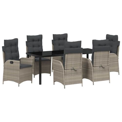 Комплект за хранене в градината 7 pcs Светлосиво полиратан