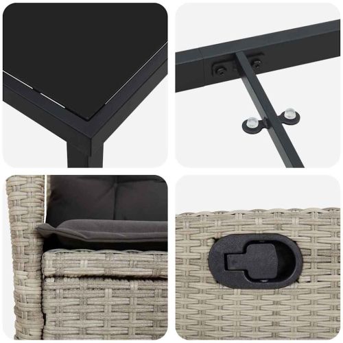 Комплект за хранене в градината 7 pcs Светлосиво полиратан