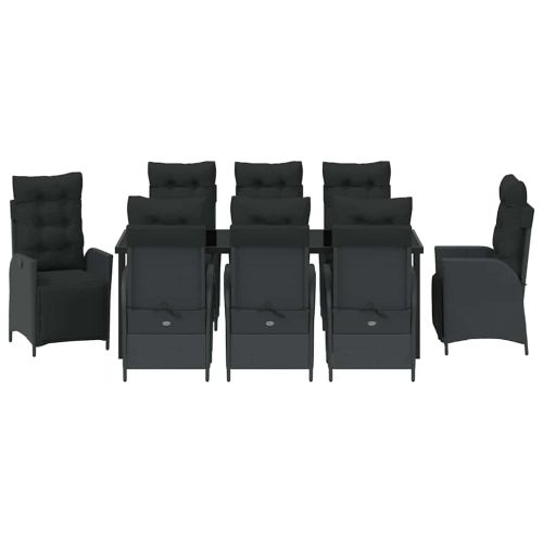 Комплект за хранене в градината 9 pcs Черно полиратан