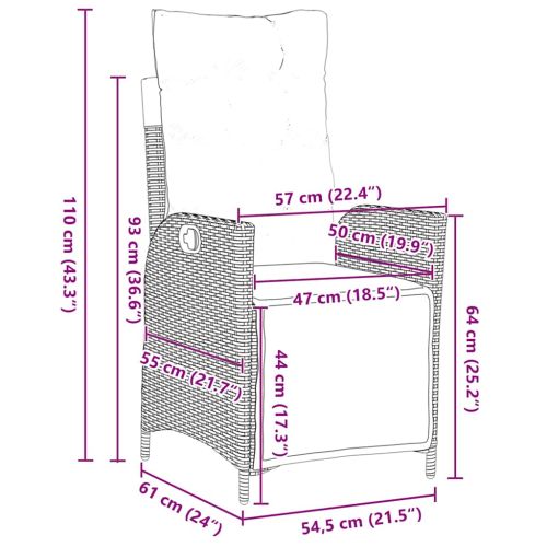 Комплект за хранене в градината 9 pcs Черно полиратан