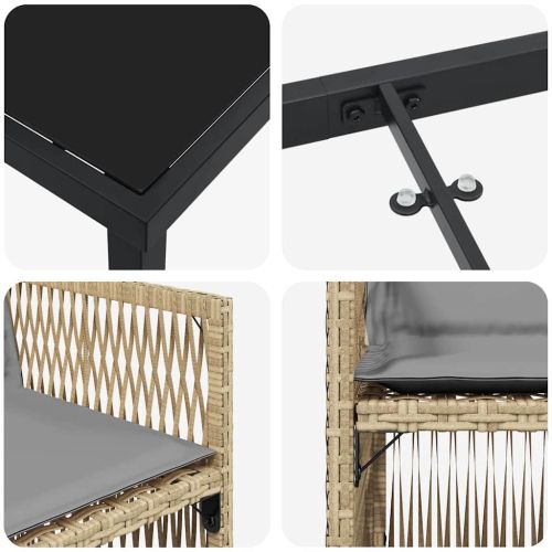 Комплект за хранене в градината 9 pcs Бежово