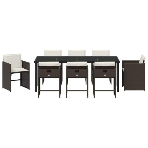 Комплект за хранене в градината 9 pcs Кафяво полиратан