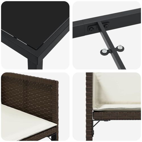 Комплект за хранене в градината 9 pcs Кафяво полиратан