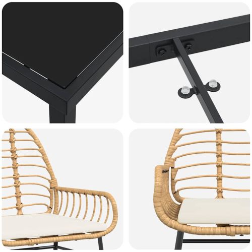 Комплект за хранене в градината 9 pcs Кафяво полиратан