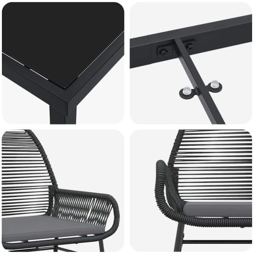 Комплект за хранене в градината 9 pcs Черно полиратан