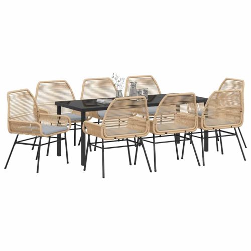 Комплект за хранене в градината 9 pcs Кафяво полиратан