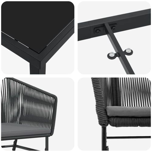 Комплект за хранене в градината с възглавница 7 pcs Черно