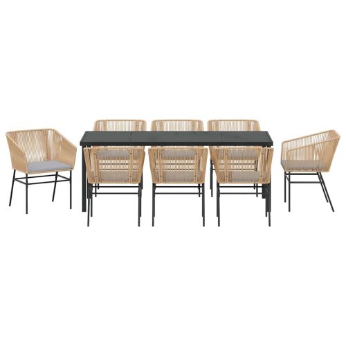 Комплект за хранене в градината с възглавница 9 pcs Кафяво