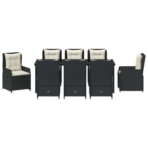 Комплект за хранене в градината 9 pcs Черно полиратан