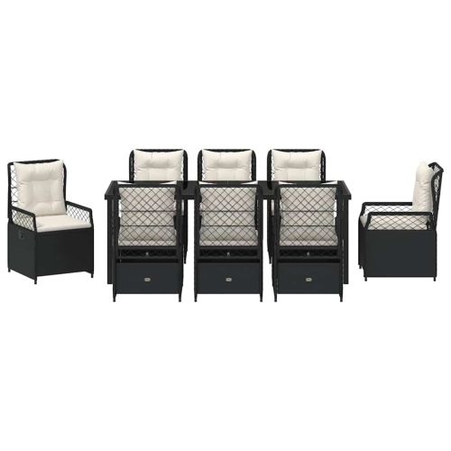 Комплект за хранене в градината 9 pcs Черно полиратан