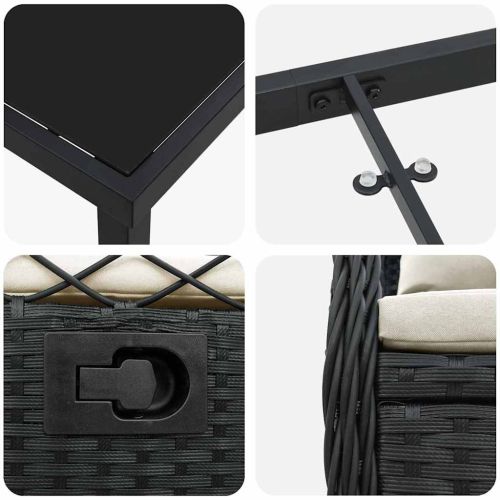 Комплект за хранене в градината 9 pcs Черно полиратан