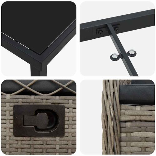 Комплект за хранене в градината 9 pcs Сив полиратан