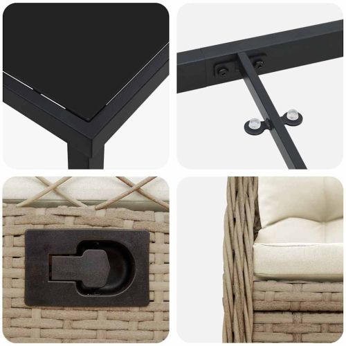 Комплект за хранене в градината 7 pcs Бежов и кремаво бял