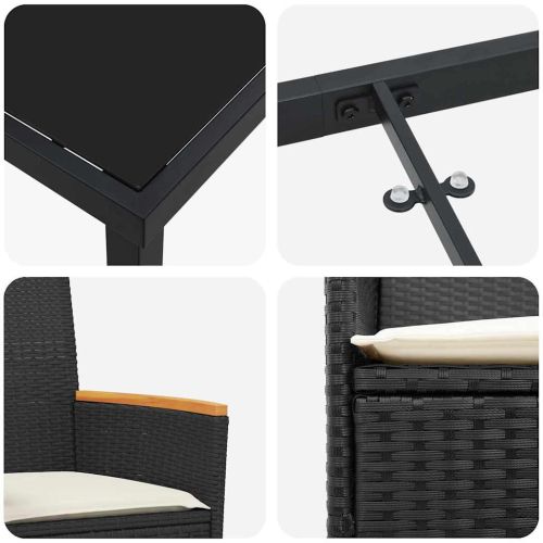 Комплект за хранене в градината 7 pcs Черно полиратан