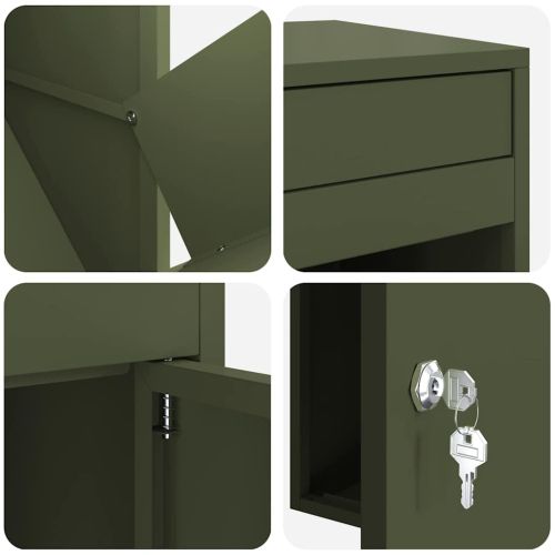 Пощенска кутия за пратки Маслиненозелено 41 x 38 x 103 см