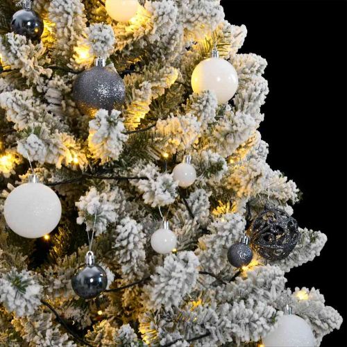 Изкуствена коледна елха с шарнири, 300 LED и топки, 180 см