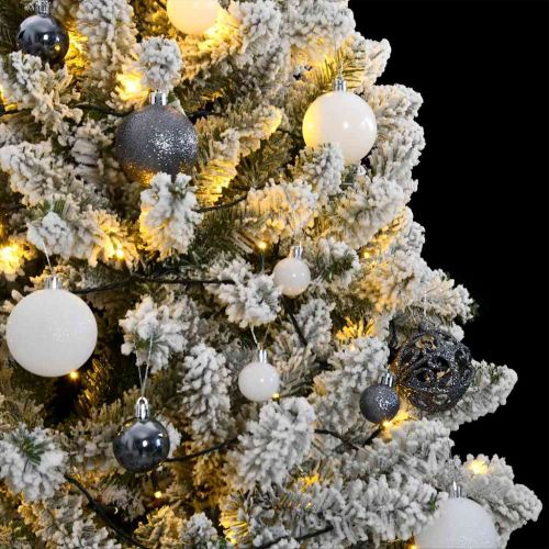 Изкуствена коледна елха с шарнири, 300 LED и топки, 270 см