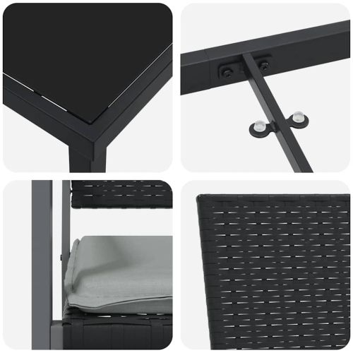 Комплект за хранене в градината 9 pcs Черен и Светло Сив