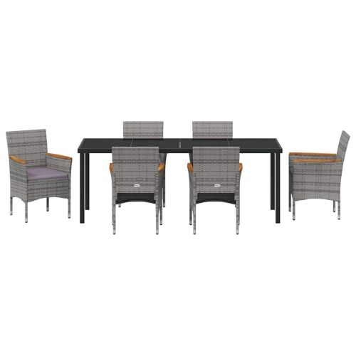 Комплект за хранене в градината 7 pcs Сив полиратан