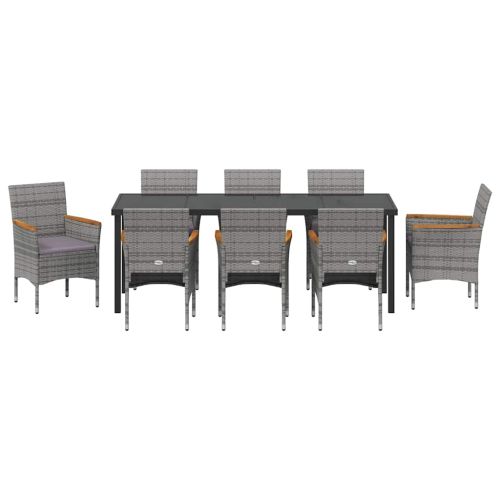 Комплект за хранене в градината 9 pcs Сив полиратан