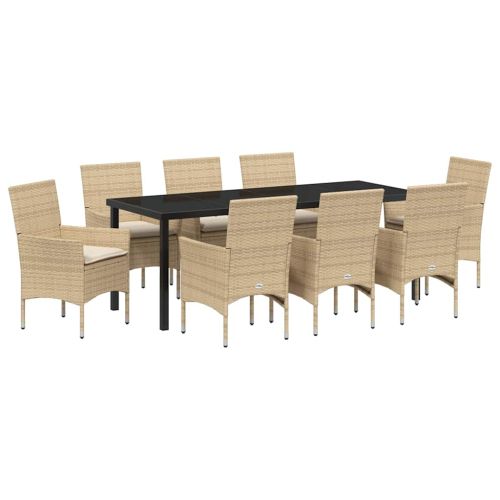 Комплект за хранене в градината 9 pcs Бежово полиратан