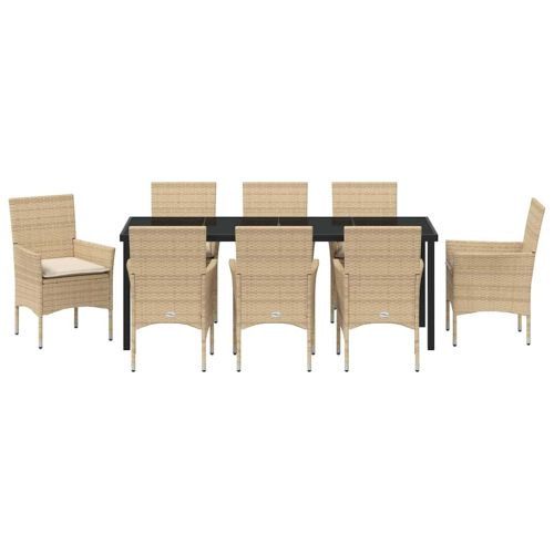 Комплект за хранене в градината 9 pcs Бежово полиратан