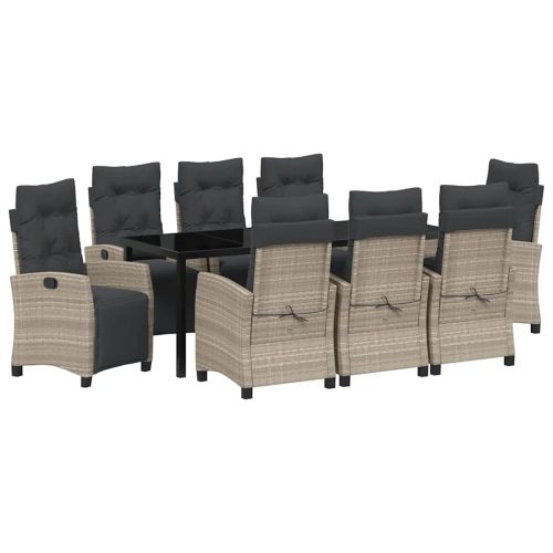 Комплект за хранене в градината 9 pcs Светлосиво полиратан