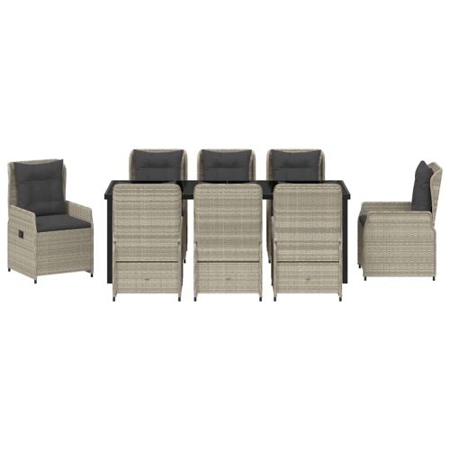 Комплект за хранене в градината 9 pcs Светлосиво полиратан