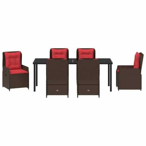 Комплект за хранене в градината 7 pcs Кафяво Полиратан