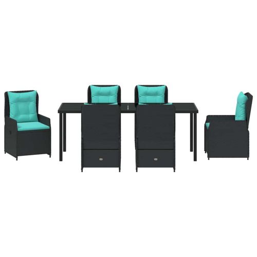 Комплект за хранене в градината 7 pcs Черно Полиратан