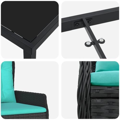 Комплект за хранене в градината 9 pcs Черно Полиратан