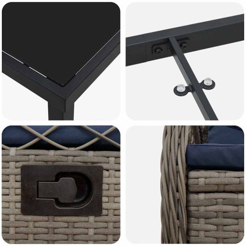 Комплект за хранене в градината 7 pcs Сив полиратан