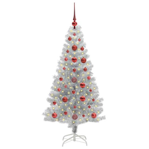 Коледно дърво с 150 LED светодиода Сребрист 120 cm PET